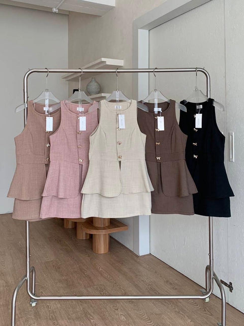 Summer Sleeveless Blouse With Mini Skort Sets